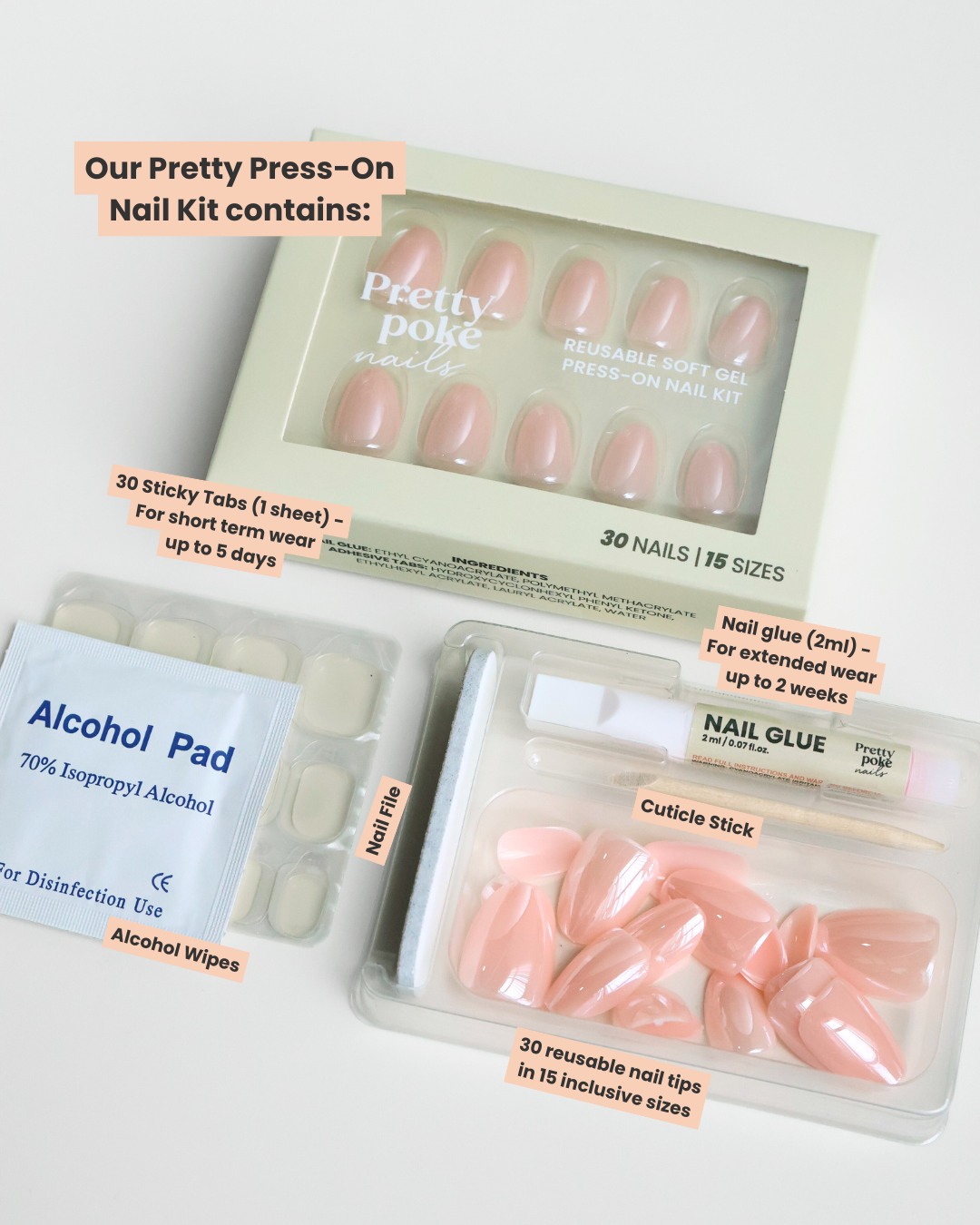 Champagne Pink Glaze In Short Round (Press-On Nails)