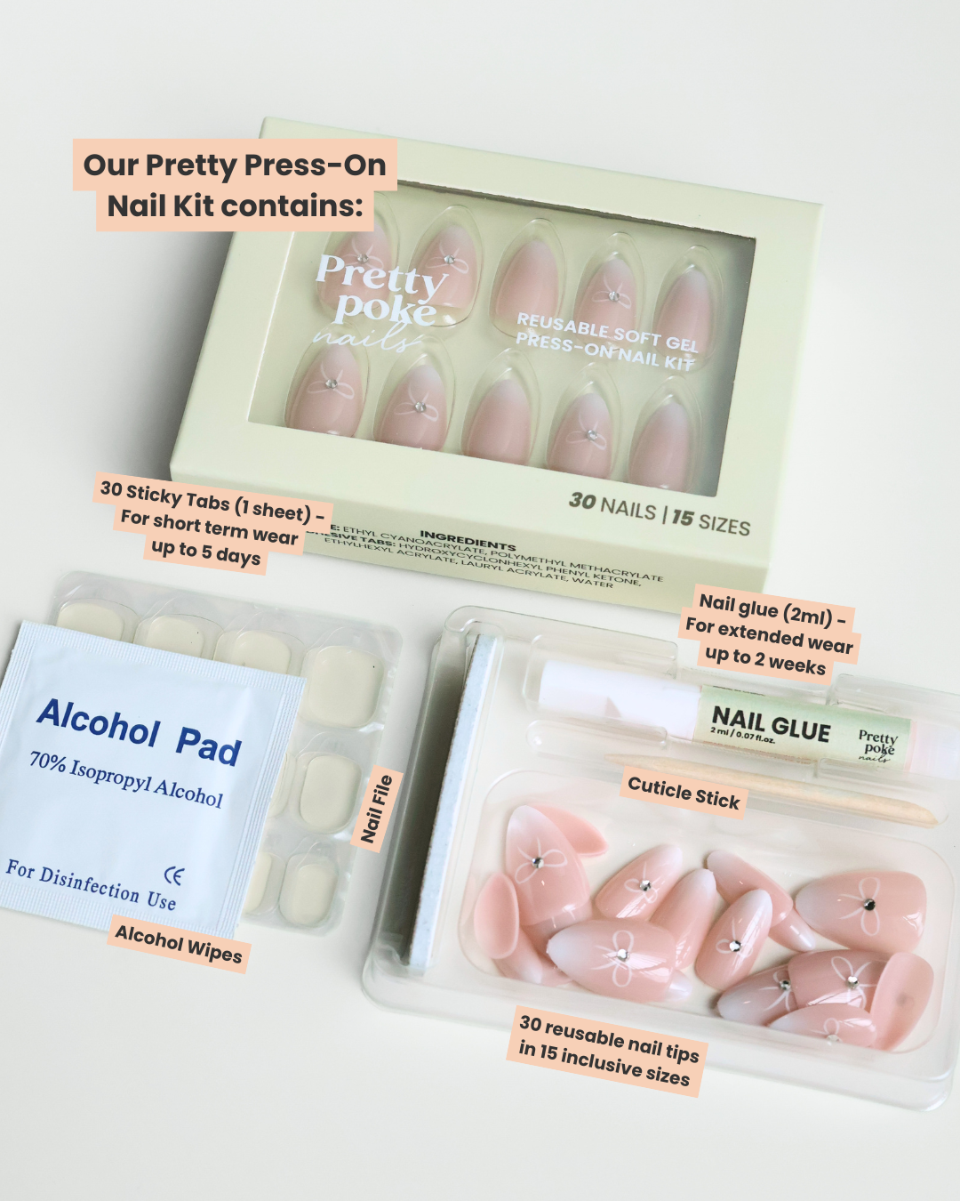 Girl Crush Ribbon In Short Almond (Press-On Nails)