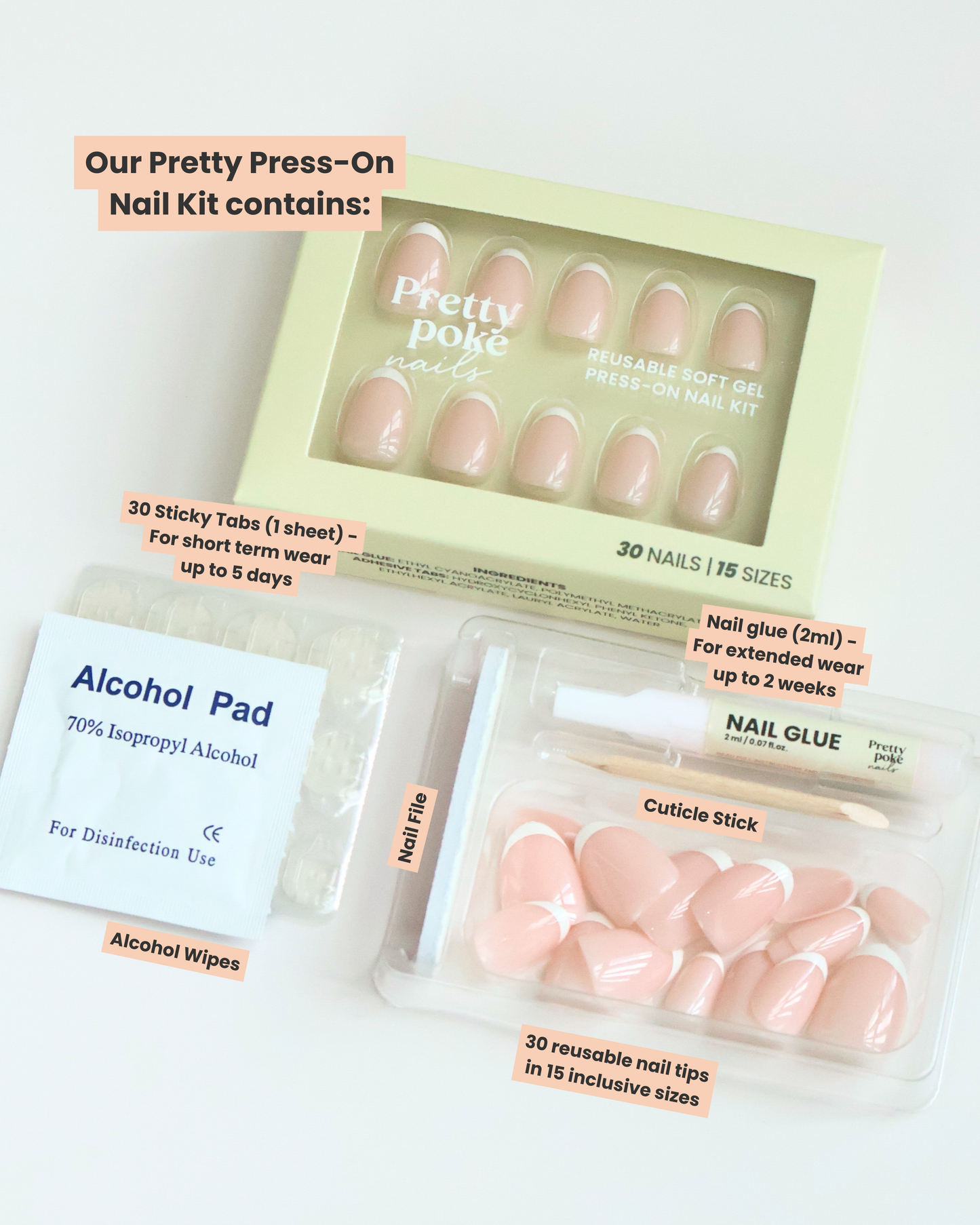 Silk Nude & White Baby French Tips In Short Round (Press-On Nails)