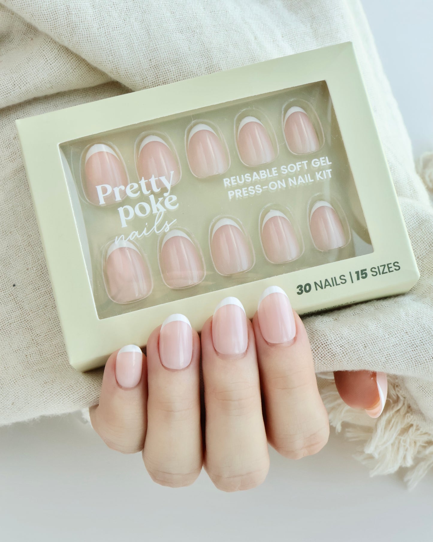 Silk Nude & White Baby French Tips In Short Round (Press-On Nails)