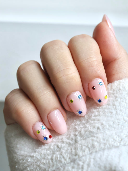 Gemstone Nude In Short Round (Press-On Nails)