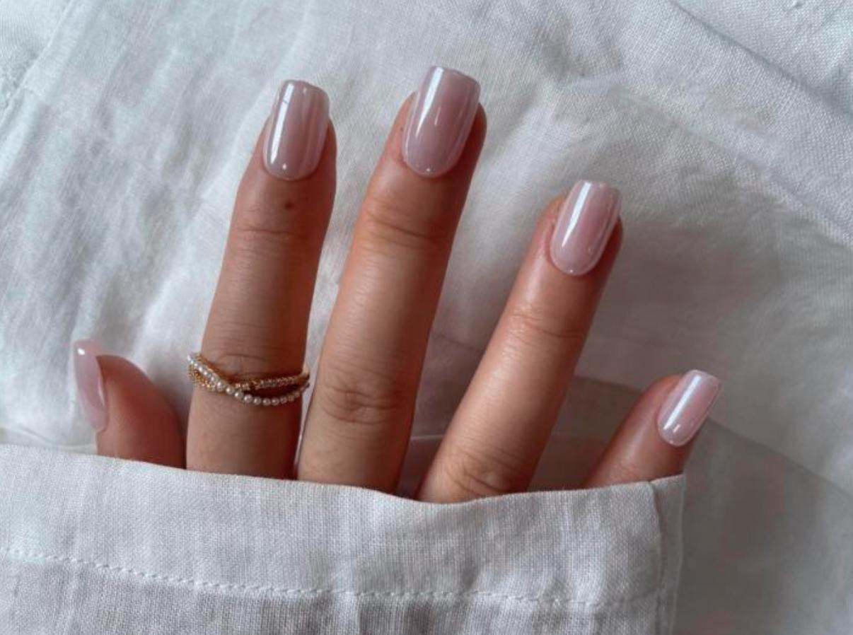 Classy Clean Girl Natural Glaze In Short Square Press On Nails