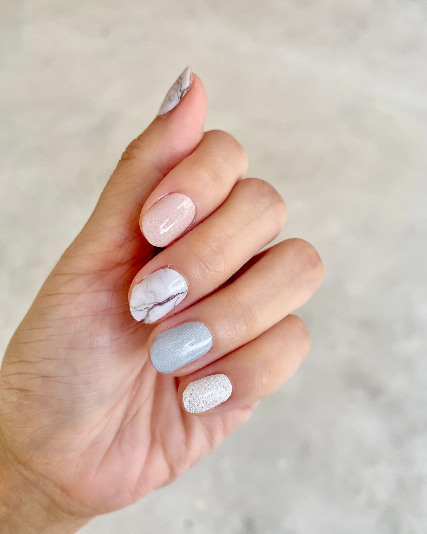 Nail Wraps | Pastel Marble Glitter | Pastel Elegance